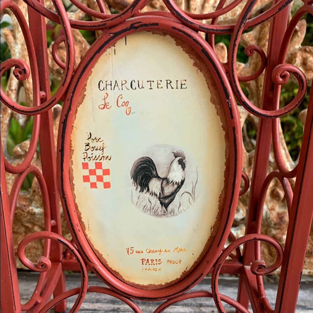 Red Farmhouse Wrought Iron Wine Rack - Picture 5 of 14